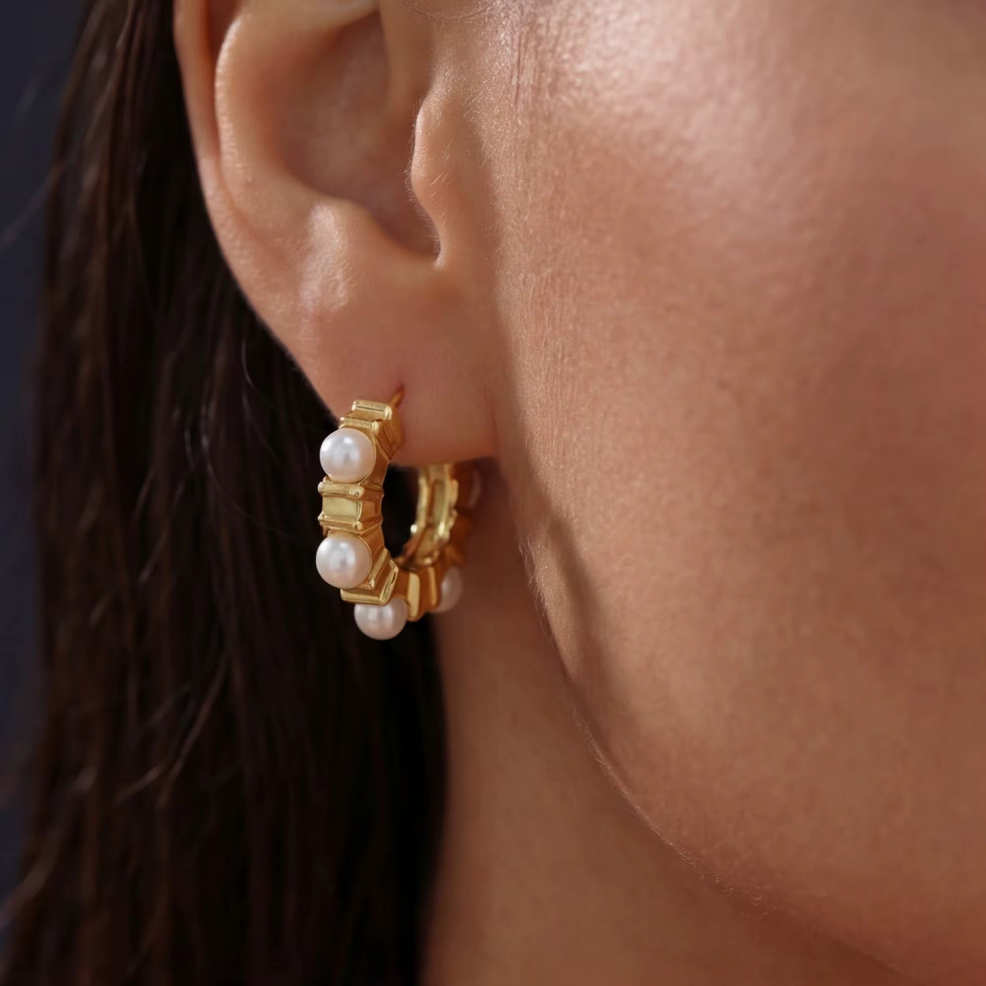 Pearl Hoop Earrings New RTS