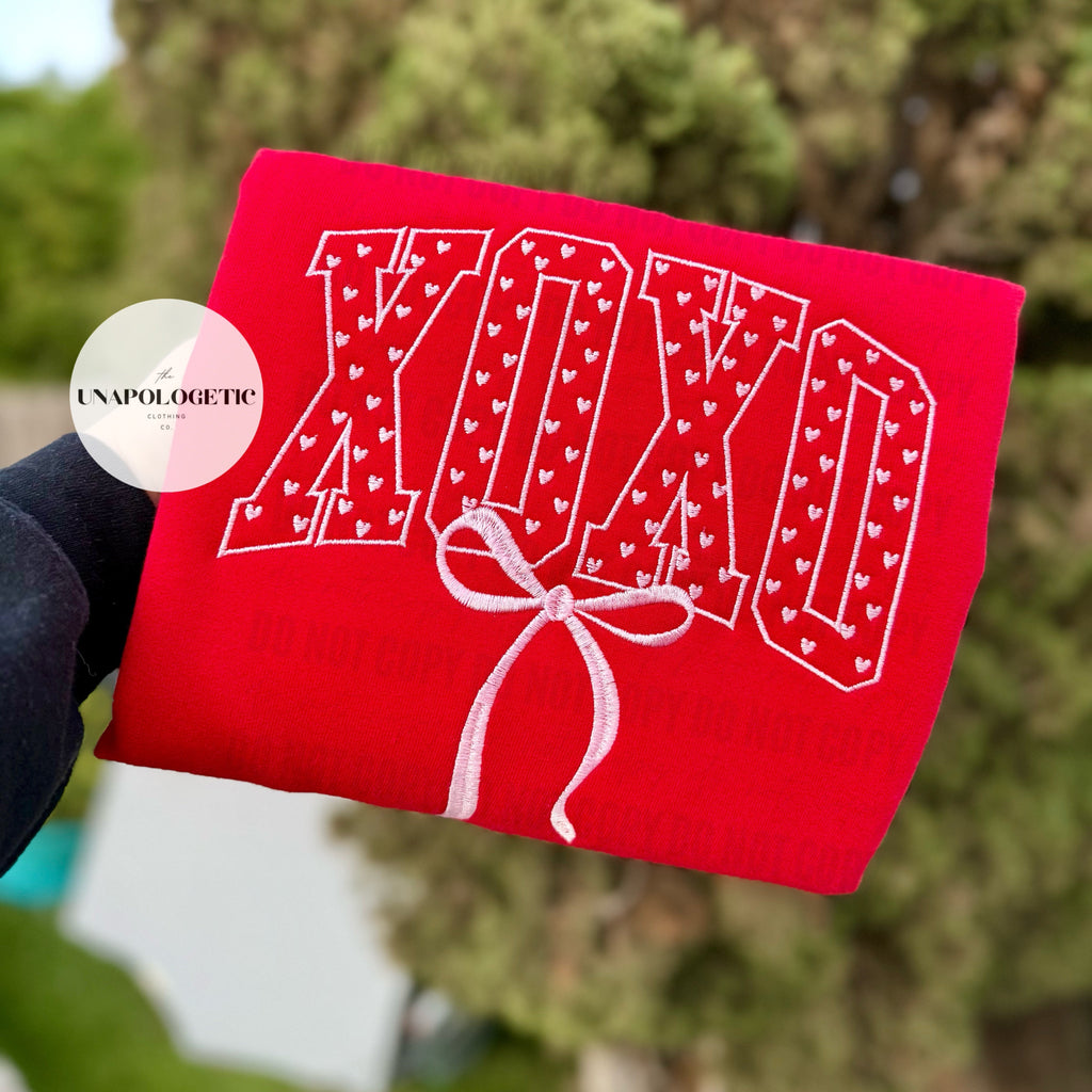 XOXO Hearts & Bow (Embroidered) -WS