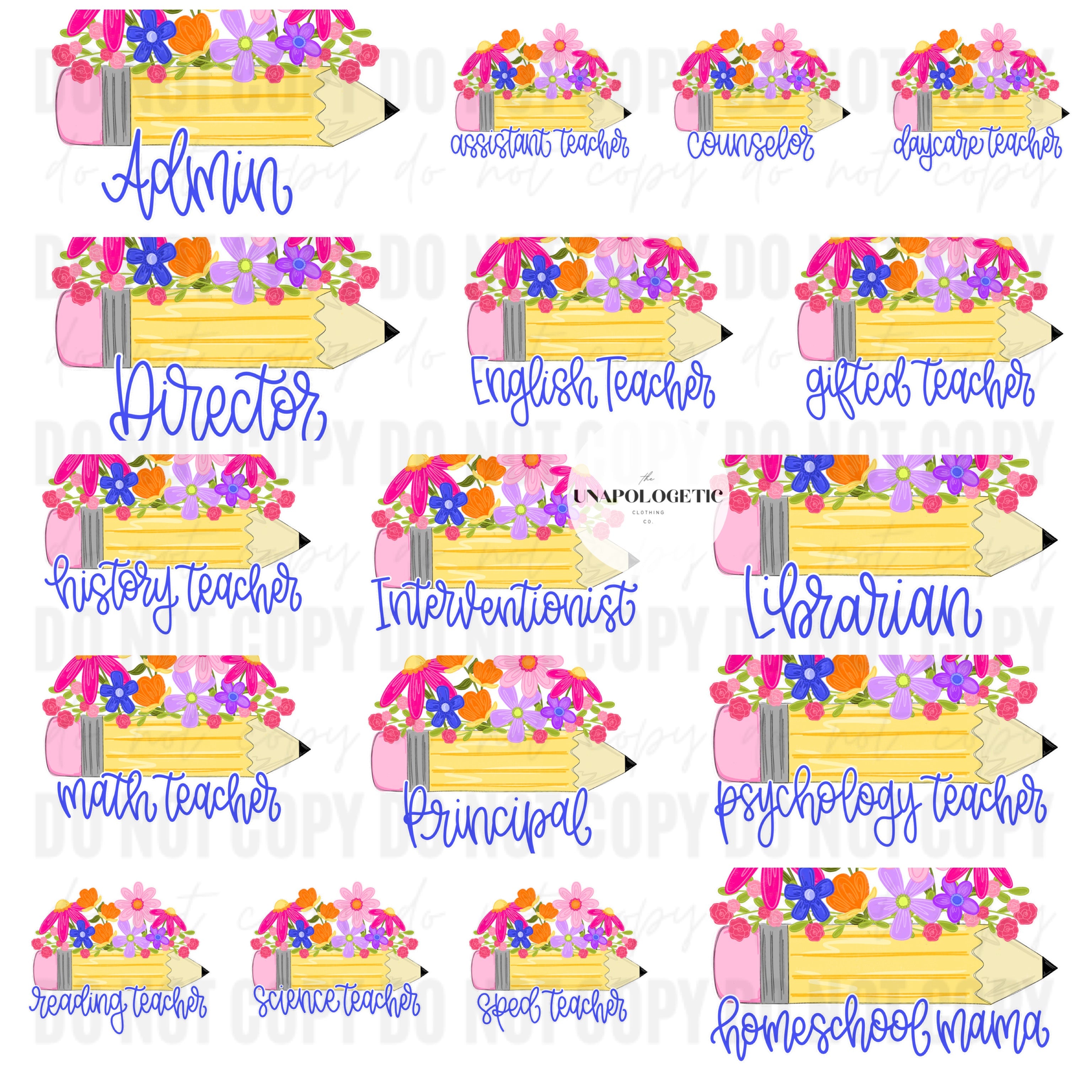 Custom Floral Pencil (Multiple Options) - WS