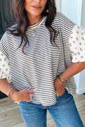 Stripe Floral Sleeve Top RTS