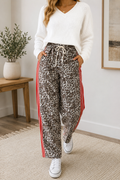 Brown Leopard Elastic Jeans