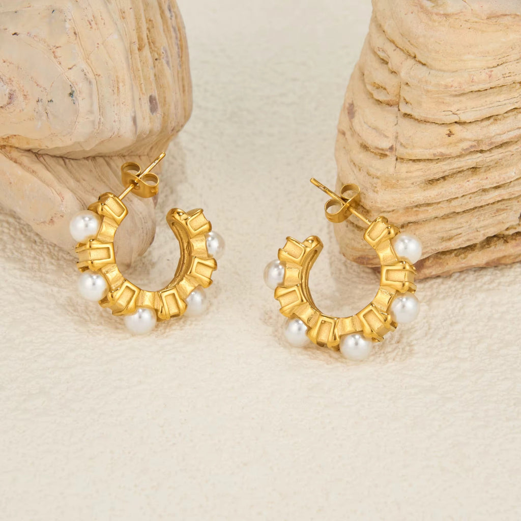 Pearl Hoop Earrings New RTS
