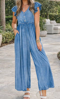 Ruffled Denim Jumpsuit RTS