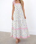 Floral Stripe Knot Strap Maxi Dress RTS