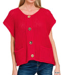 Button Sweater Vest Zenana New RTS
