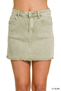 Acid Washed Frayed Hem Skirt Zenana New RTS