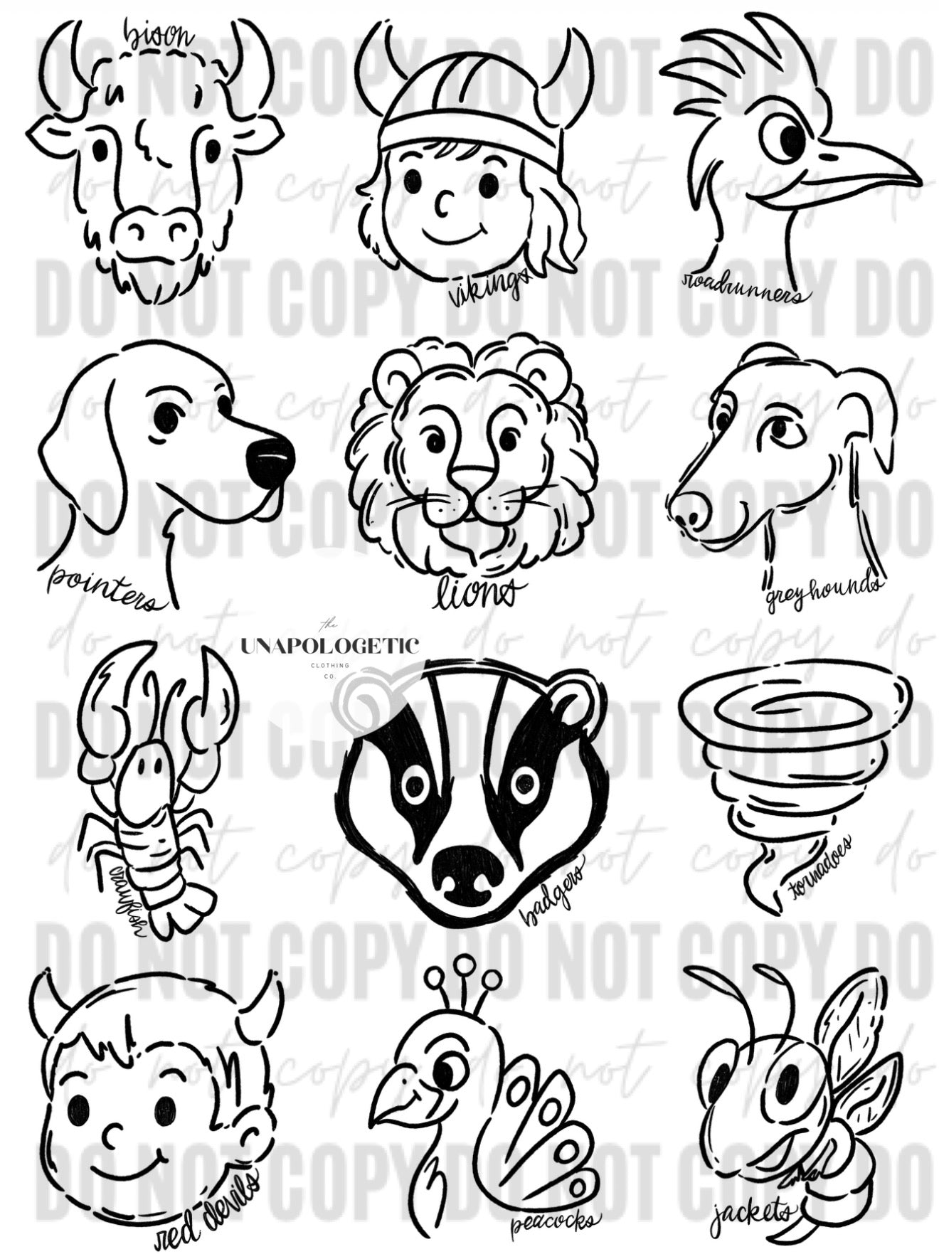 Tie Dye Mascot Doodles - WS