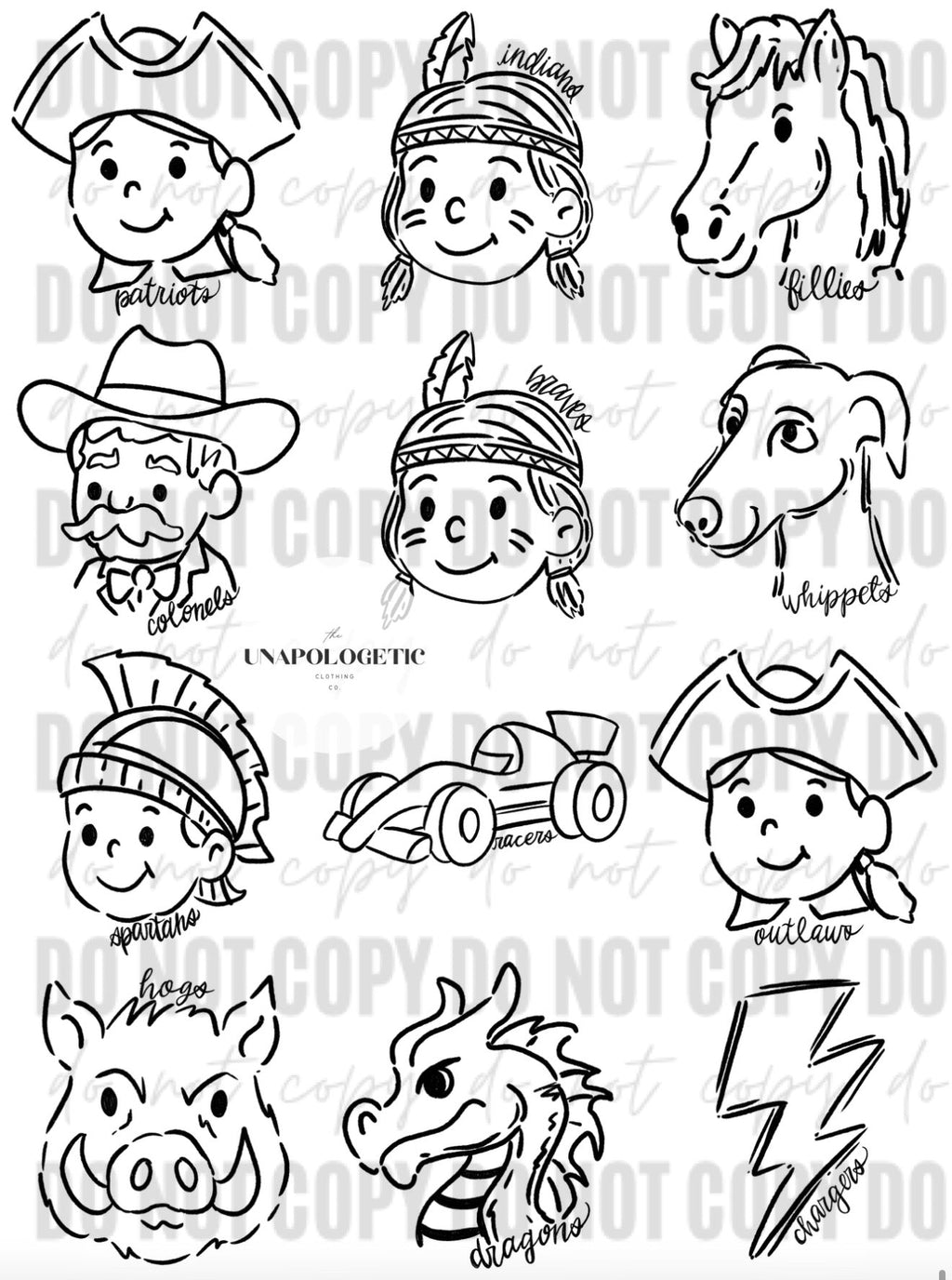 Tie Dye Mascot Doodles - WS