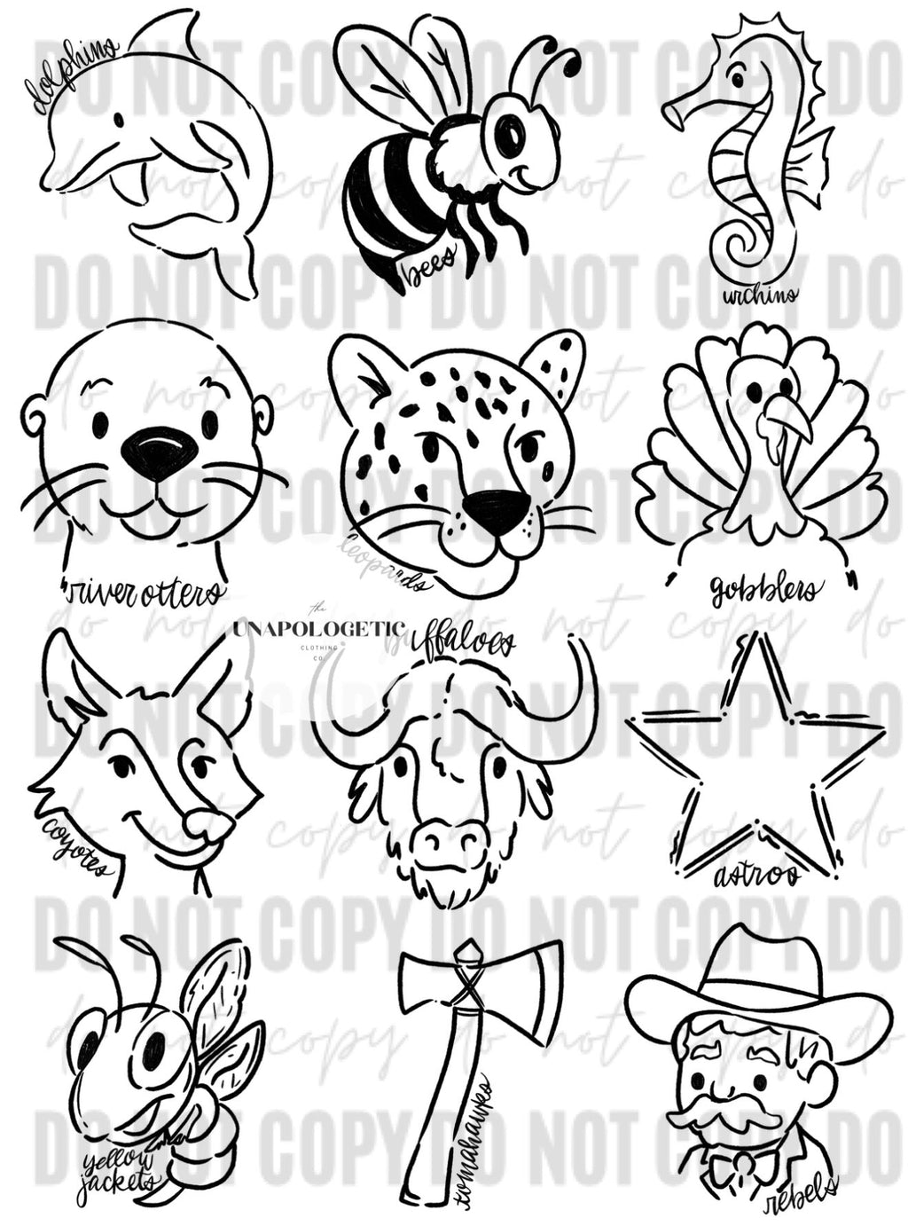 Tie Dye Mascot Doodles - WS