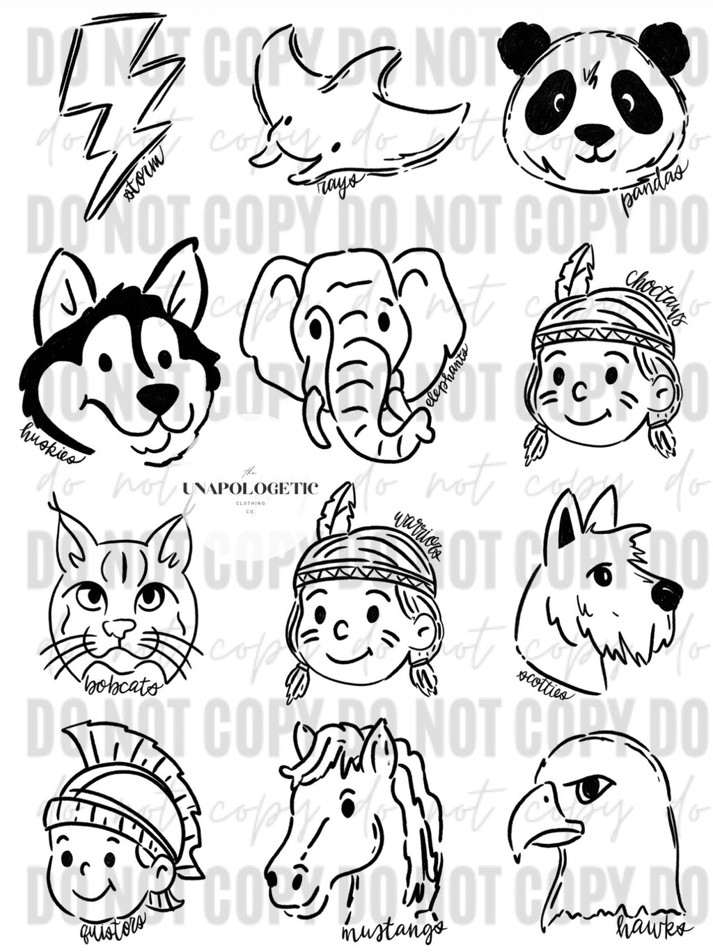 Tie Dye Mascot Doodles - WS
