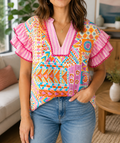 Rose Plus Geometric Blouse RTS