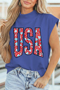 USA Floral High Neck Top RTS