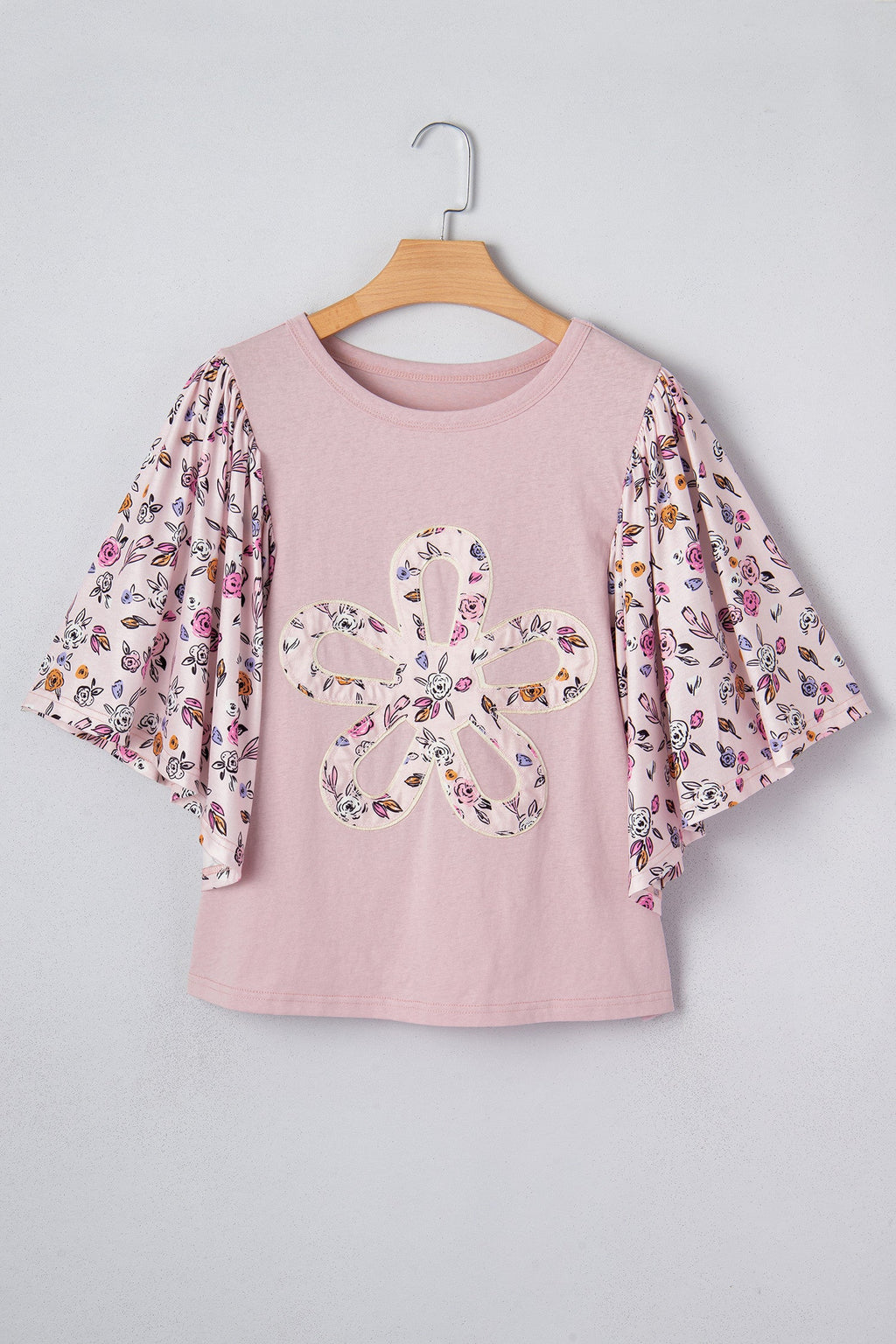 Pink Contrast Floral Blouse